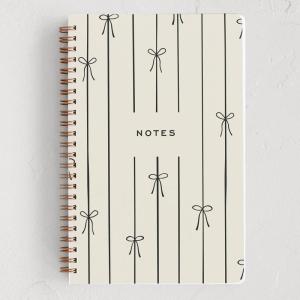 Minted Birds Notebook, Writing Journal for Notes & Journaling, Durable Paper Cover, Modern Aesthetic, Colorful & Simple Spiral Bound Journal Notebook with 160 Lined Pages, 5.5″ x 8.5″(Black Bow)