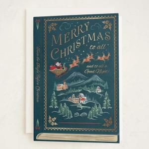 Minted Botanical Bow Holiday Cards, 8 Cards with Envelopes, Folded 5×7 Christmas Card with Red and White Illustrated Ribbon Design, Gold Foil-Pressed, Luxurious Paper, Interior Message Included(The Night Before Christmas)