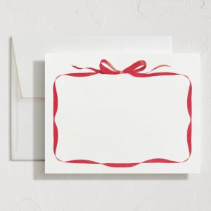 Minted Cheerful Valentine’s Day Stationery Set, Set of 10, Flat Note Cards & Envelopes for Invitiations and Handwritten Thank You Messages, Rainbow with Heart Accent, Gifts for Teachers(Bow)