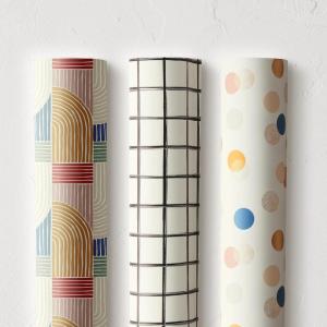 Minted Gift Wrap Elegant Pack with Ribbon Bow Drawing, Foil Arches & Empire Toile Designs, Set of 3 Rolls, Water Resistant Wrapping Paper, Gift Wrap for Weddings, Birthdays & Special Occasions(Everyday Pack)