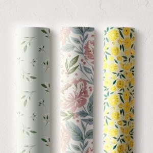 Minted Gift Wrap Elegant Pack with Ribbon Bow Drawing, Foil Arches & Empire Toile Designs, Set of 3 Rolls, Water Resistant Wrapping Paper, Gift Wrap for Weddings, Birthdays & Special Occasions(Floral Pack)