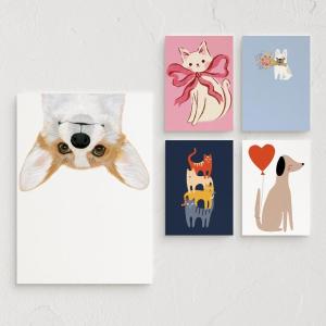 Minted Kids Birthday Cards Pack, Set of 5, Kids Greeting Card Variety Pack, Fun & Cute Folded Greeting Cards With Envelopes, Unique Happy Birthday Stationery Cards, Designed by Independent Artists(Pets Blanks Pack)