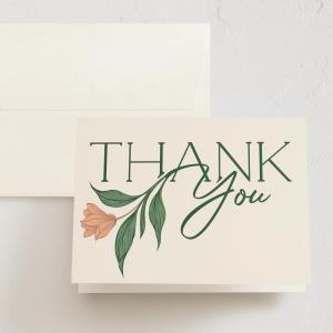 Minted Thank You Cards Pack, Set of 10, Folded Thank You Cards with Envelopes, Blank Card, Luxe Script Design in Cream & Blue, Luxurious Paper, Designed by Independent Artists, Wedding or Everyday Use(Charming)