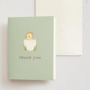 Minted Thank You Cards Pack, Set of 10, Folded Thank You Cards with Envelopes, Blank Card, Luxe Script Design in Cream & Blue, Luxurious Paper, Designed by Independent Artists, Wedding or Everyday Use(Lil Duck)