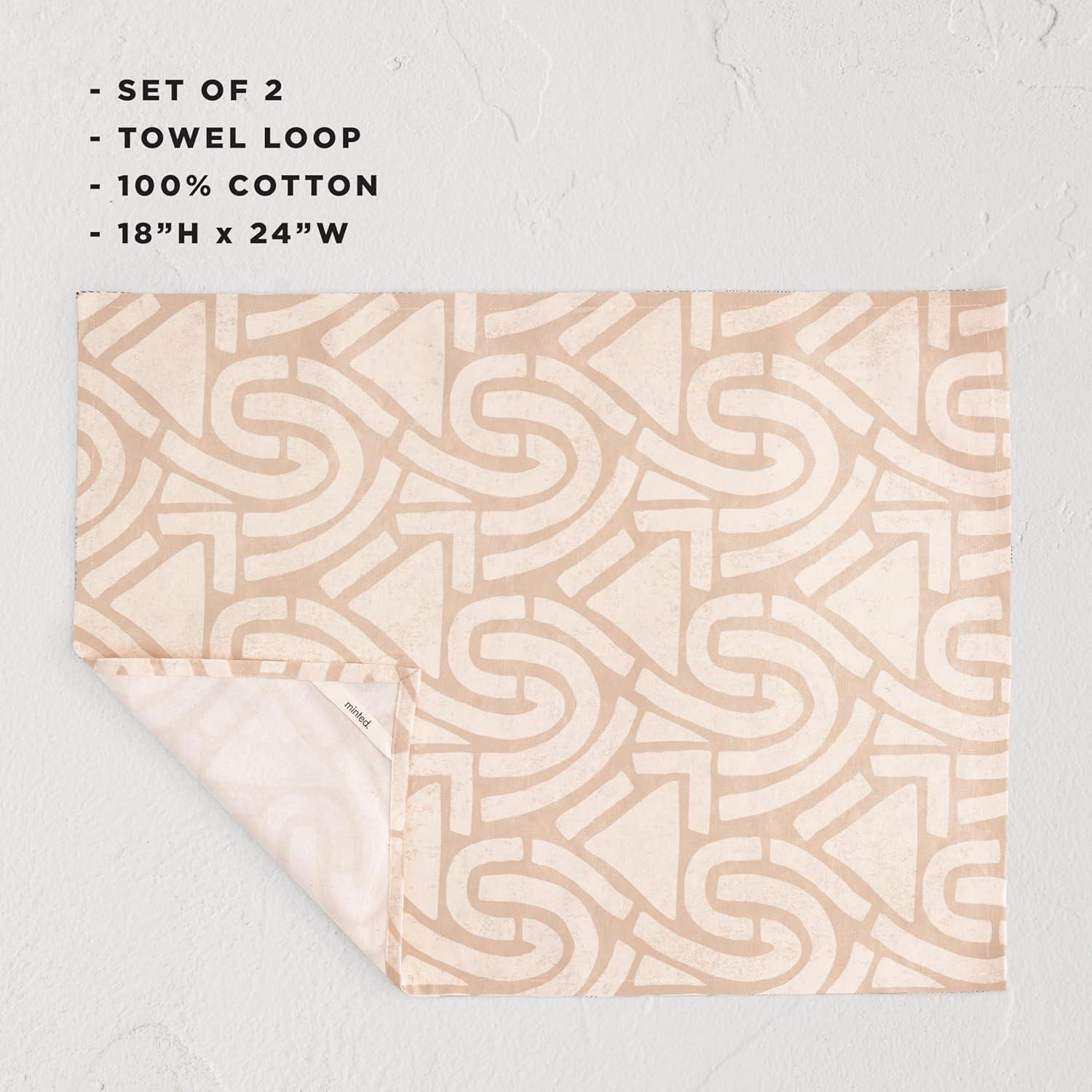 imageMinted Antique Tea Towel Set of 2 Cotton Kitchen Towels Dishtowels for Kitchens with Unique Designs Cotton Dish Towels for Kitchen Decorative Dishtowels Comes with Hanging Loop