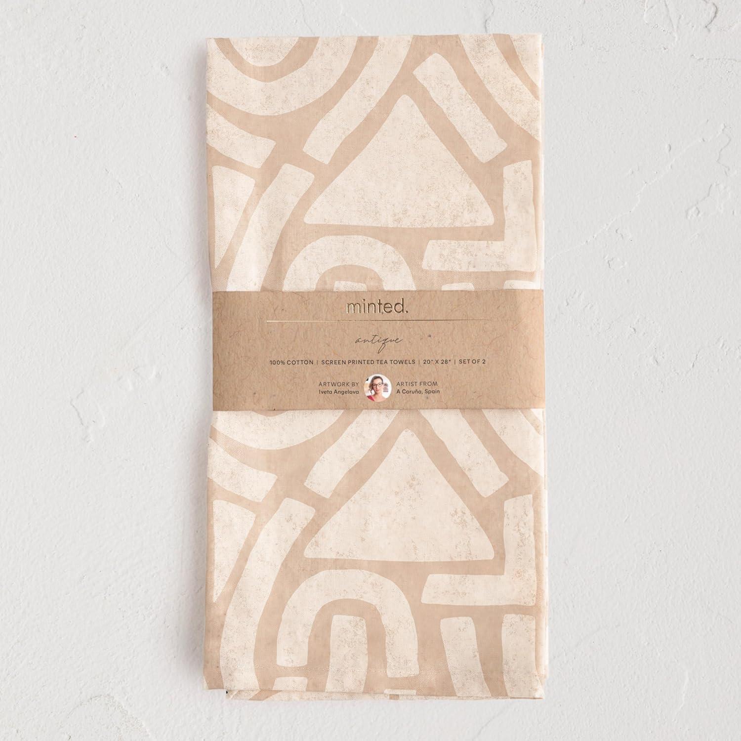 imageMinted Antique Tea Towel Set of 2 Cotton Kitchen Towels Dishtowels for Kitchens with Unique Designs Cotton Dish Towels for Kitchen Decorative Dishtowels Comes with Hanging Loop