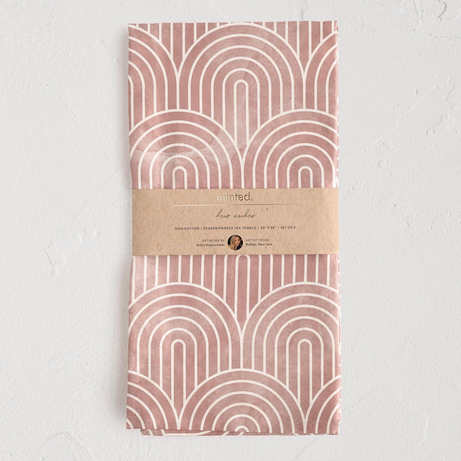 imageMinted Deco Arches Cotton Tea Towel Set of 2 With Unique Designs Decorative Dish Towels for Kitchen With Hanging Loop