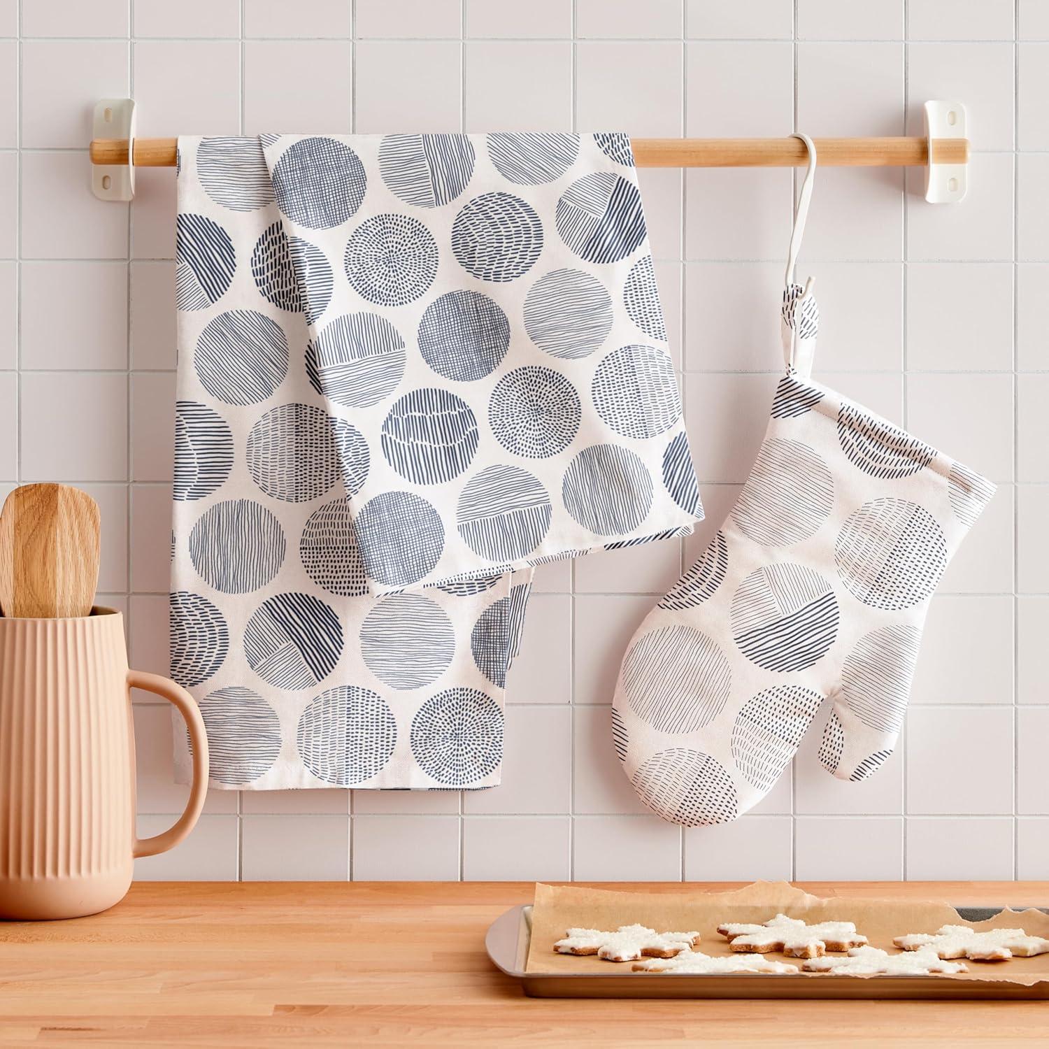 imageMinted Minimalist Circles Tea Towel Set of 2 Cotton Kitchen Towels with Unique Designs Decorative with Hanging Loop 18x28
