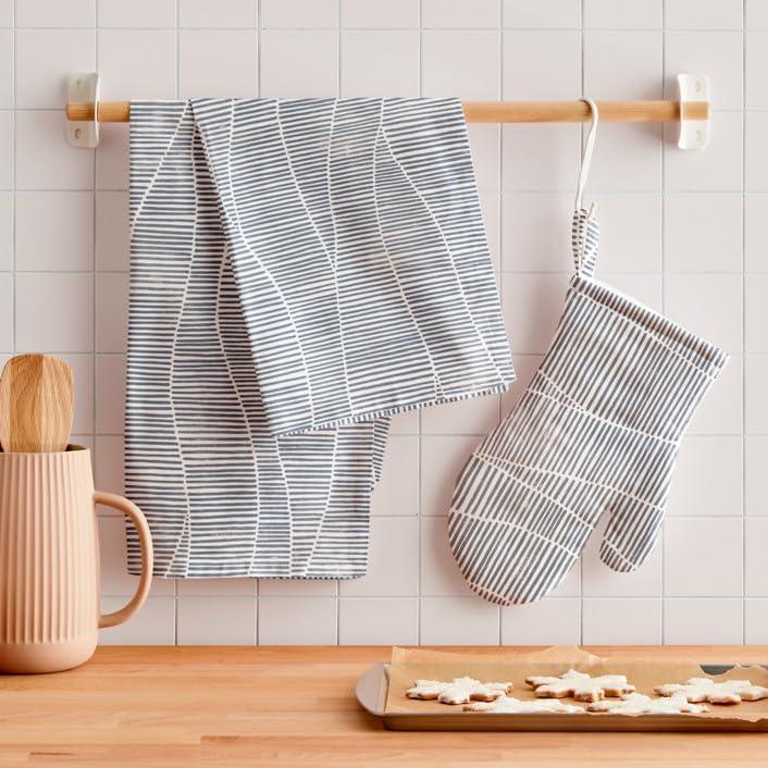 imageMinted Wavy Tea Towel Set of 2 Cotton Kitchen Towels Towels for Kitchens with Unique Designs Cotton Dishtowels Decorative Dishtowels Comes with Hanging Loop 18x28