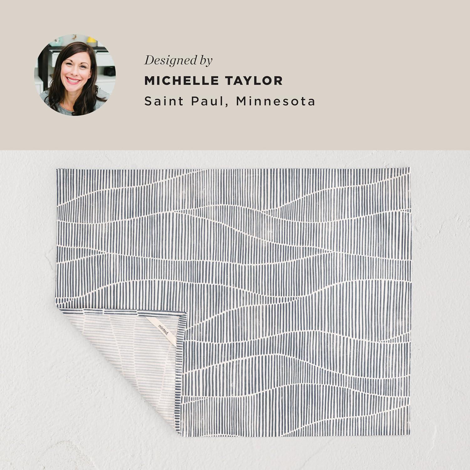 imageMinted Wavy Tea Towel Set of 2 Cotton Kitchen Towels Towels for Kitchens with Unique Designs Cotton Dishtowels Decorative Dishtowels Comes with Hanging Loop 18x28