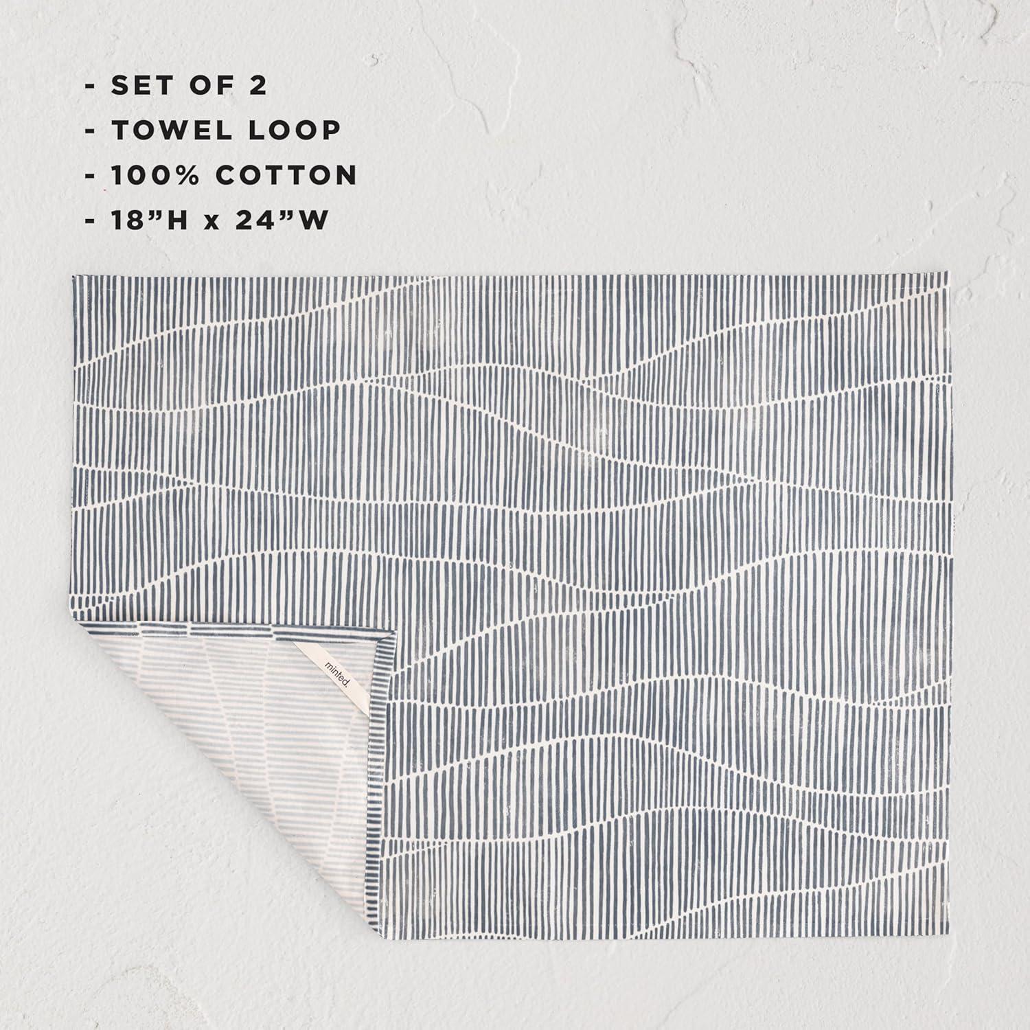 imageMinted Wavy Tea Towel Set of 2 Cotton Kitchen Towels Towels for Kitchens with Unique Designs Cotton Dishtowels Decorative Dishtowels Comes with Hanging Loop 18x28