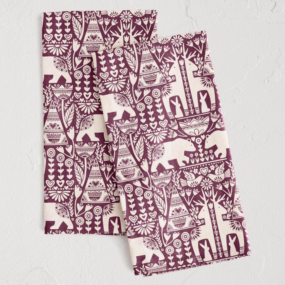 imageMinted Scandi Fauna Tea Towel Set of 2 Cotton Kitchen Towels Tea Towels for Kitchen with Unique Designs Cotton Dish Towels for Kitchen Decorative Dishtowels Cotton Tea Towels with Hanging Loop