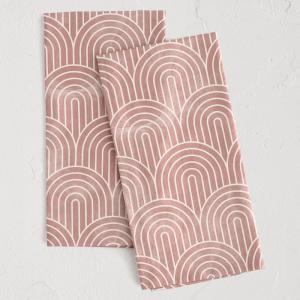 Minted Deco Arches Cotton Tea Towel Set of 2 With Unique Designs, Decorative Dish Towels for Kitchen With Hanging Loop