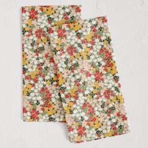 Minted Field of Florals Tea Towel Set of 2, Cotton Kitchen Towels with Unique Designs, Decorative with Hanging Loop, 18″x28″