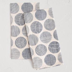 Minted Minimalist Circles Tea Towel Set of 2, Cotton Kitchen Towels with Unique Designs, Decorative with Hanging Loop, 18″x28″