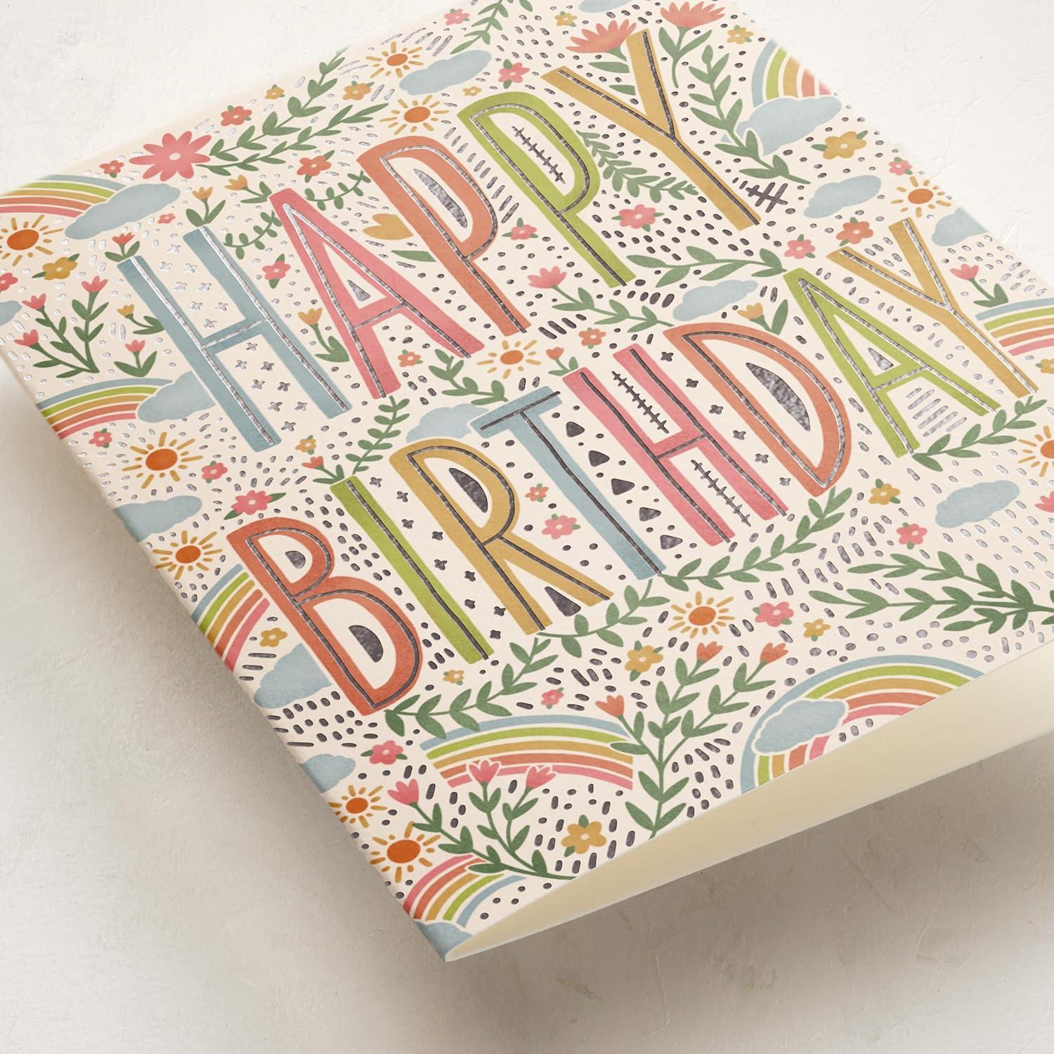 imageMINTED Love Is Around You Valentines Day Blank Card Watercolor Hearts Illustration Note Card Premium 5x7 Blank Greeting with Envelope Romantic Heart Design for Thinking of You Thank You CelebrationsRainbows and Sunshines