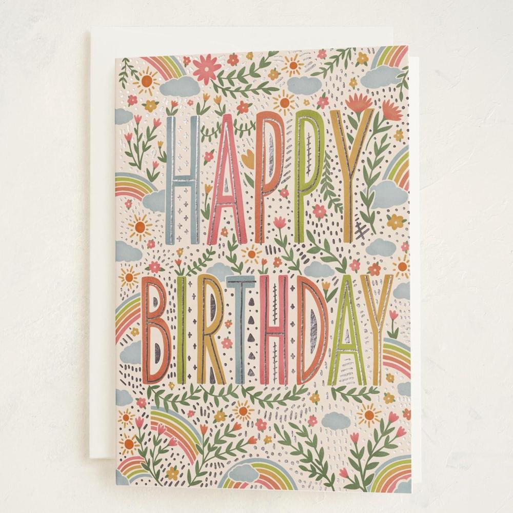 imageMINTED Love Is Around You Valentines Day Blank Card Watercolor Hearts Illustration Note Card Premium 5x7 Blank Greeting with Envelope Romantic Heart Design for Thinking of You Thank You CelebrationsRainbows and Sunshines