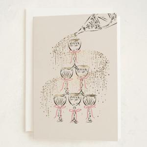 MINTED Love Is Around You Valentine’s Day Blank Card, Watercolor Hearts Illustration Note Card, Premium 5×7 Blank Greeting with Envelope, Romantic Heart Design for Thinking of You, Thank You Celebrations(Saprkling Champagne Tower)