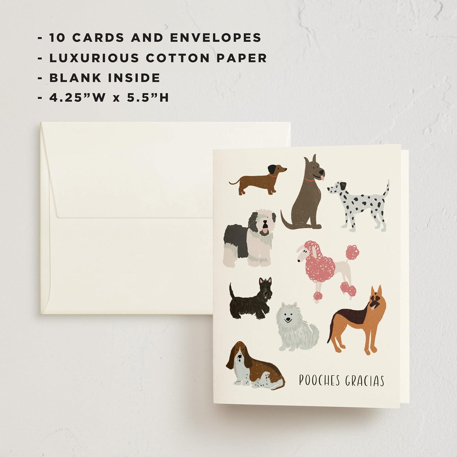 imageMinted Thank You Cards 10 Pack Pooches Gracias Design Folded 425 x 55 Inch Blank Greeting Cards with Envelopes for Pet Lovers Wedding Graduation Baby Shower Appreciation NotesPooches Gracias