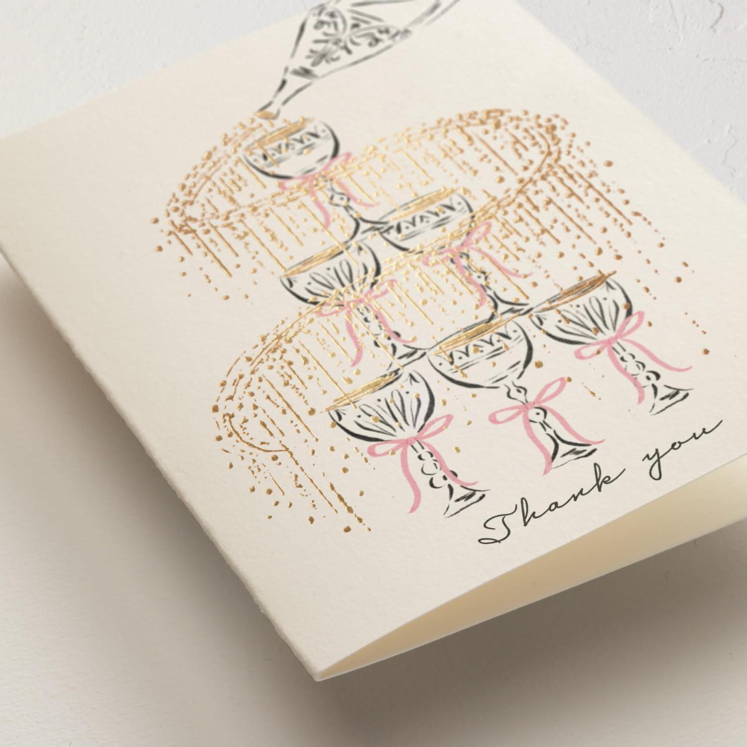 imageMinted Thank You Cards 10 Pack Sparkling Champagne Tower Design Folded 425 x 55 Inch Blank Greeting Cards with Envelopes for Wedding Celebration Party Appreciation NotesSparkling Champagne Tower
