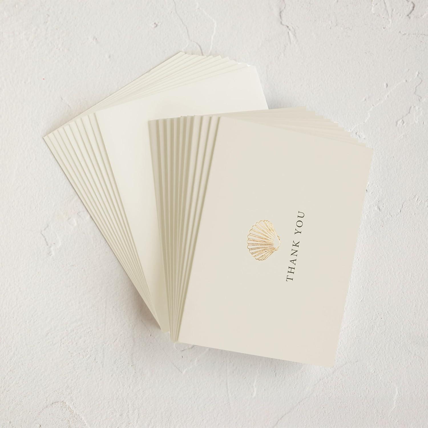 imageMinted Thank You Cards 10 Pack Sparkling Champagne Tower Design Folded 425 x 55 Inch Blank Greeting Cards with Envelopes for Wedding Celebration Party Appreciation NotesSimple Seashell