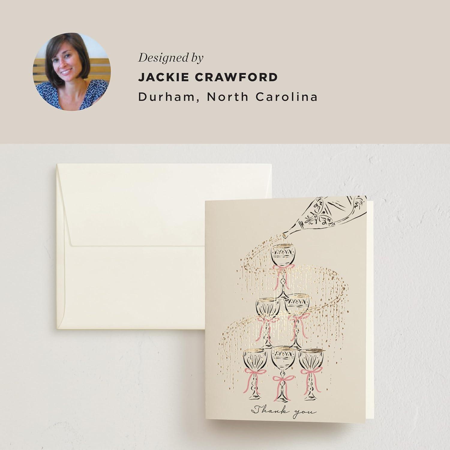 imageMinted Thank You Cards 10 Pack Sparkling Champagne Tower Design Folded 425 x 55 Inch Blank Greeting Cards with Envelopes for Wedding Celebration Party Appreciation NotesSparkling Champagne Tower