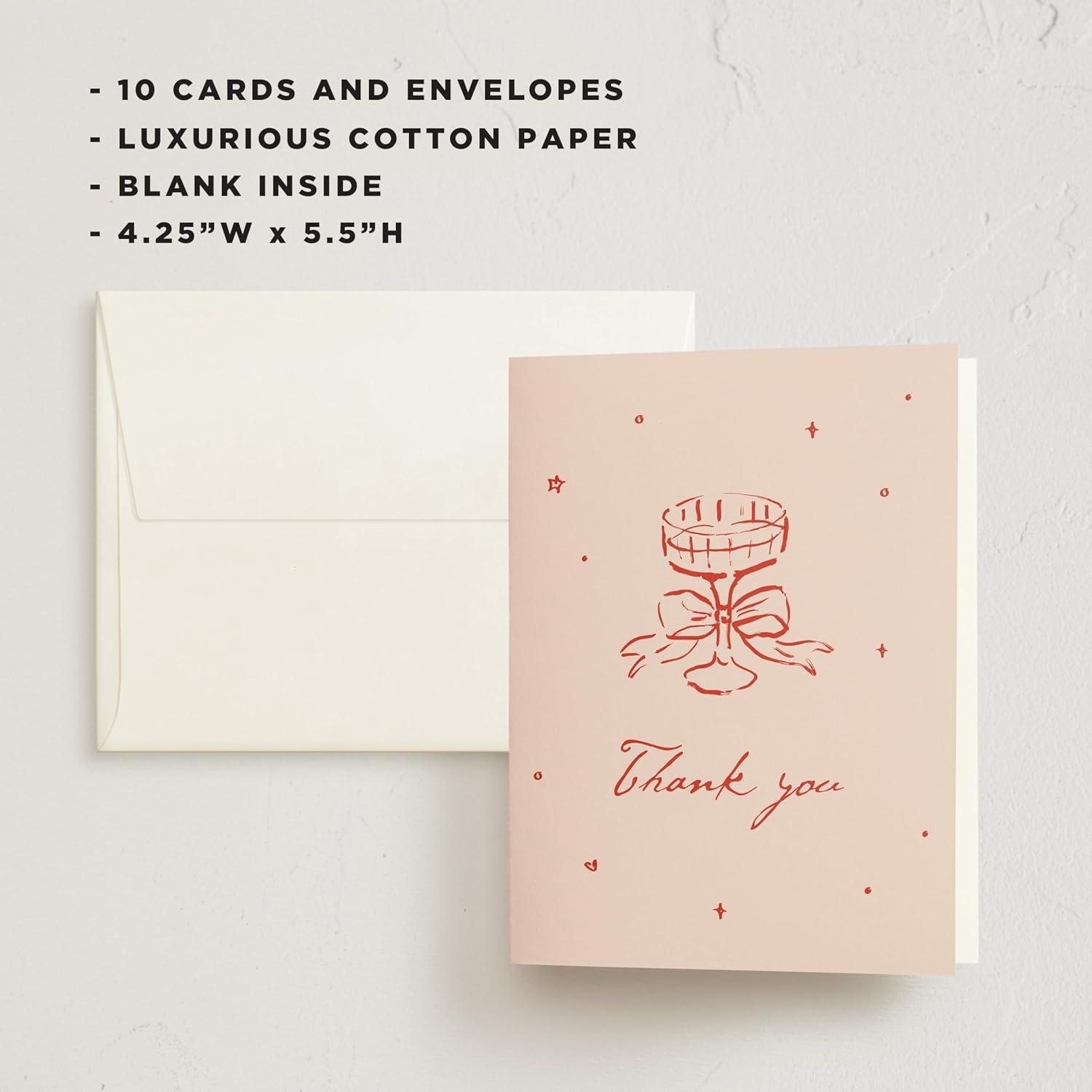 imageMinted Thank You Cards 10 Pack Sparkling Champagne Tower Design Folded 425 x 55 Inch Blank Greeting Cards with Envelopes for Wedding Celebration Party Appreciation NotesCheers to Love