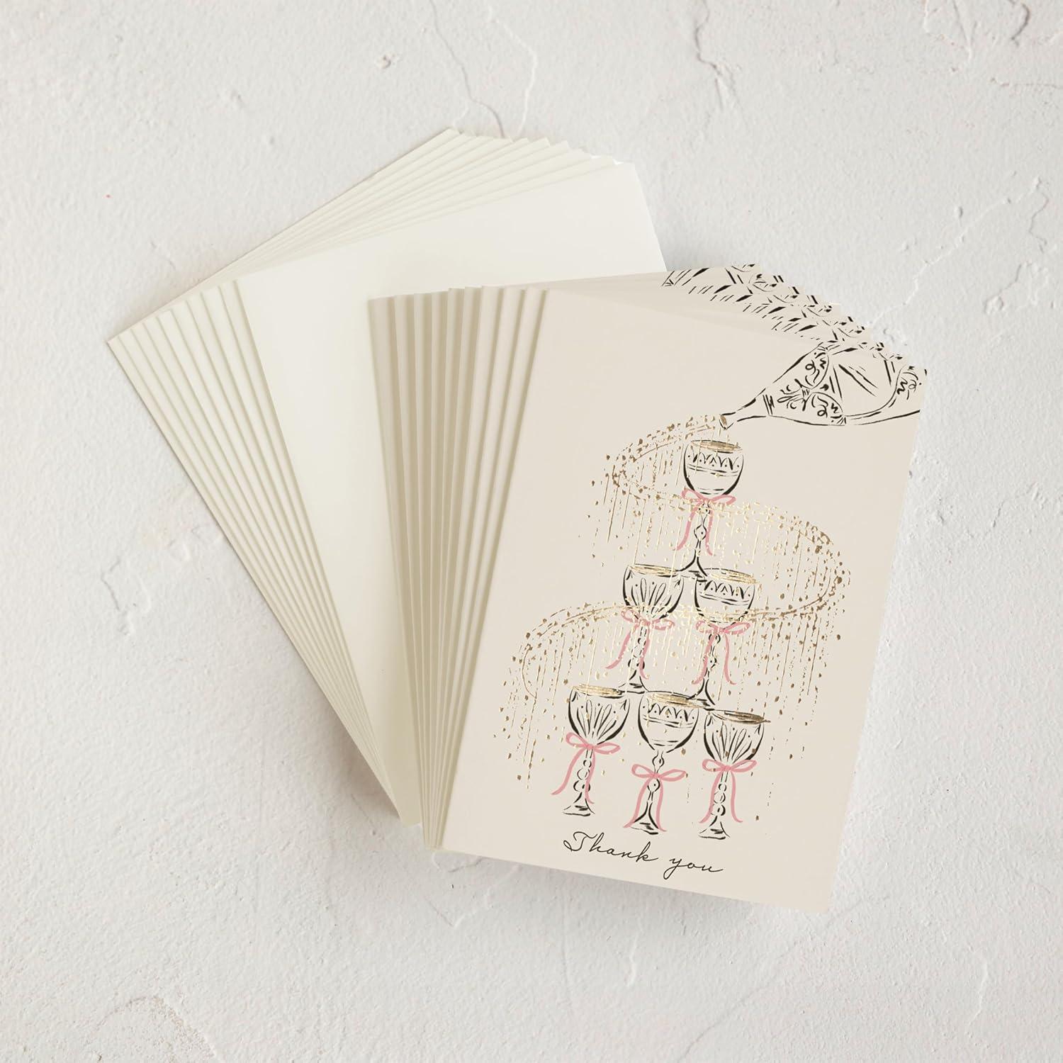 imageMinted Thank You Cards 10 Pack Sparkling Champagne Tower Design Folded 425 x 55 Inch Blank Greeting Cards with Envelopes for Wedding Celebration Party Appreciation NotesSparkling Champagne Tower
