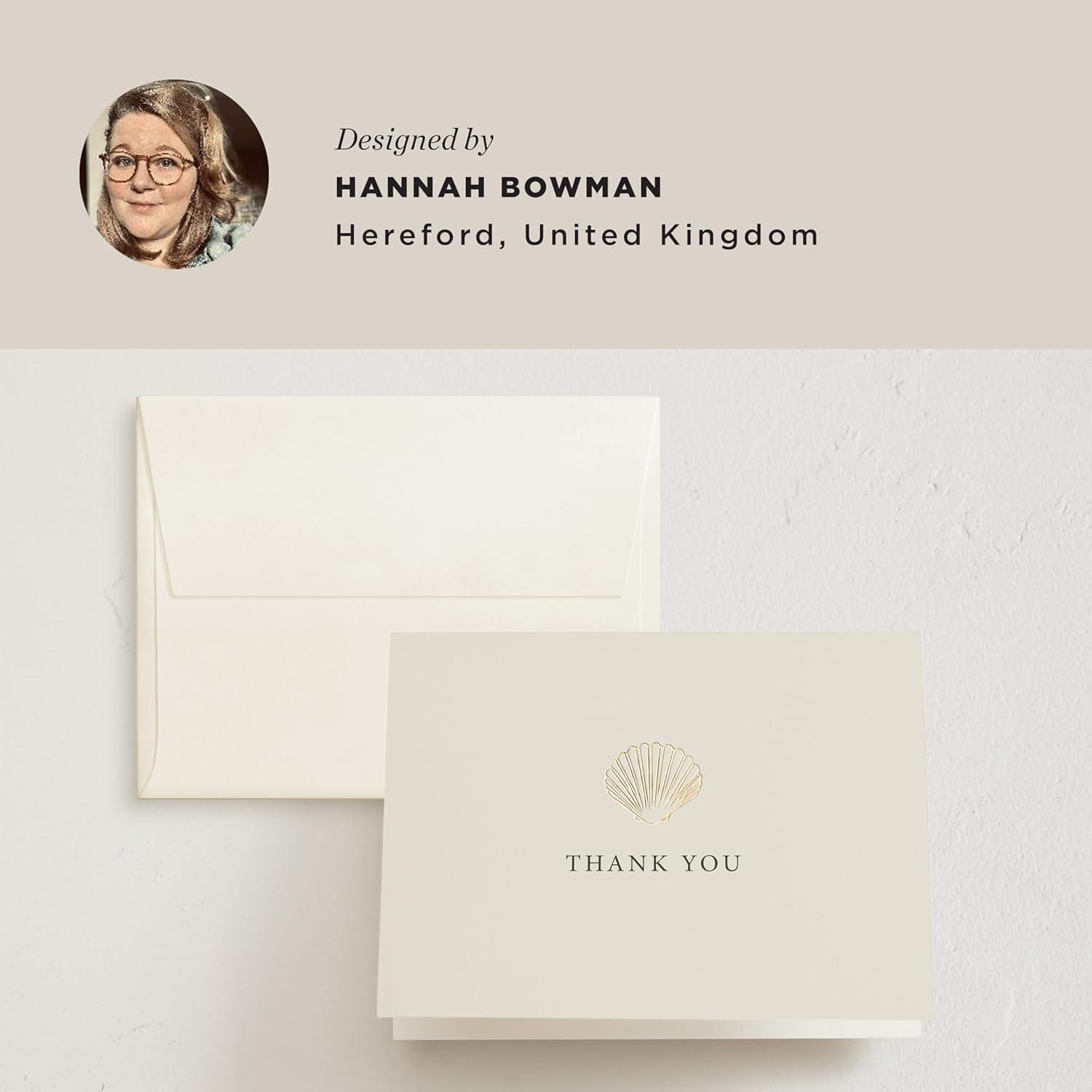 imageMinted Thank You Cards 10 Pack Sparkling Champagne Tower Design Folded 425 x 55 Inch Blank Greeting Cards with Envelopes for Wedding Celebration Party Appreciation NotesSimple Seashell