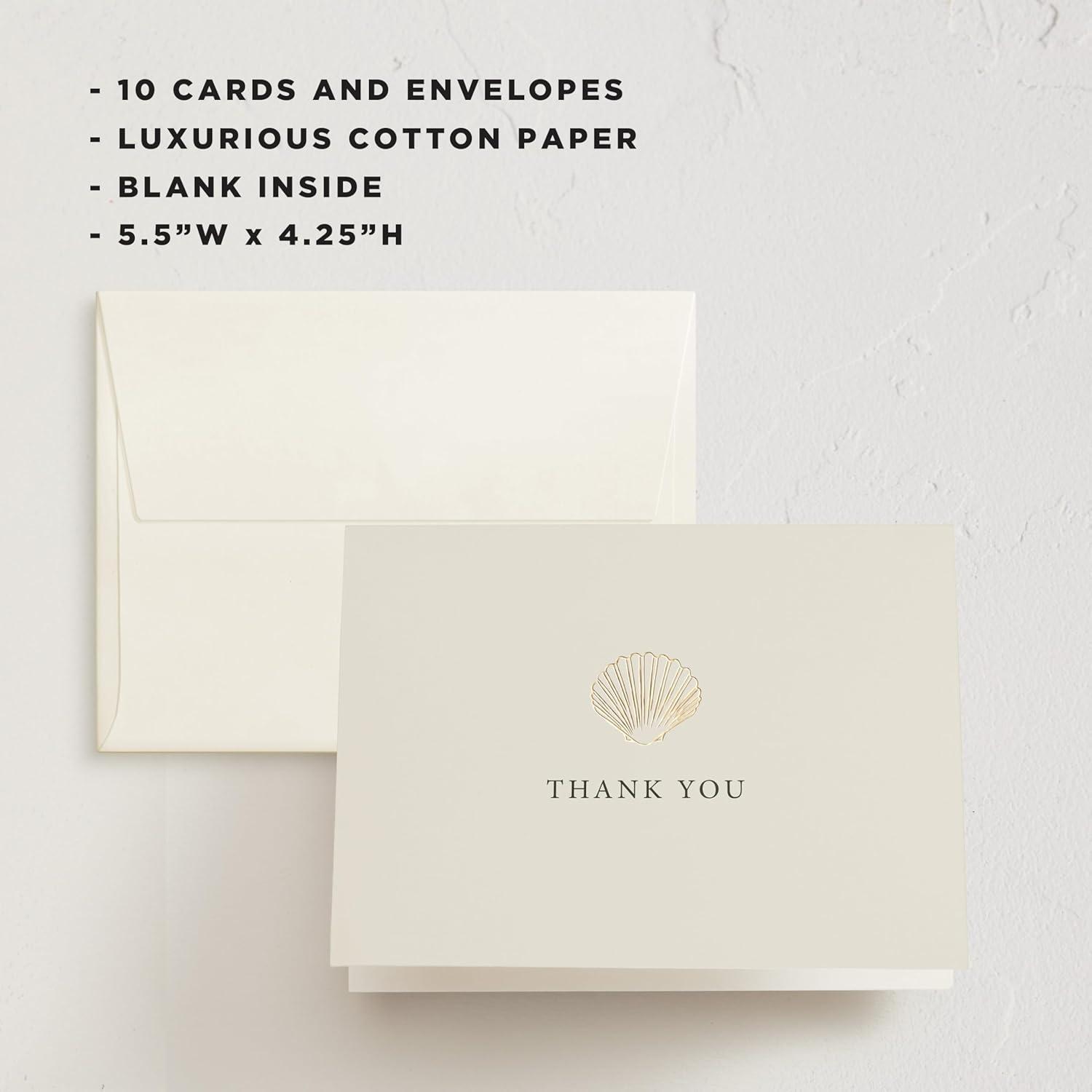 imageMinted Thank You Cards 10 Pack Sparkling Champagne Tower Design Folded 425 x 55 Inch Blank Greeting Cards with Envelopes for Wedding Celebration Party Appreciation NotesSimple Seashell