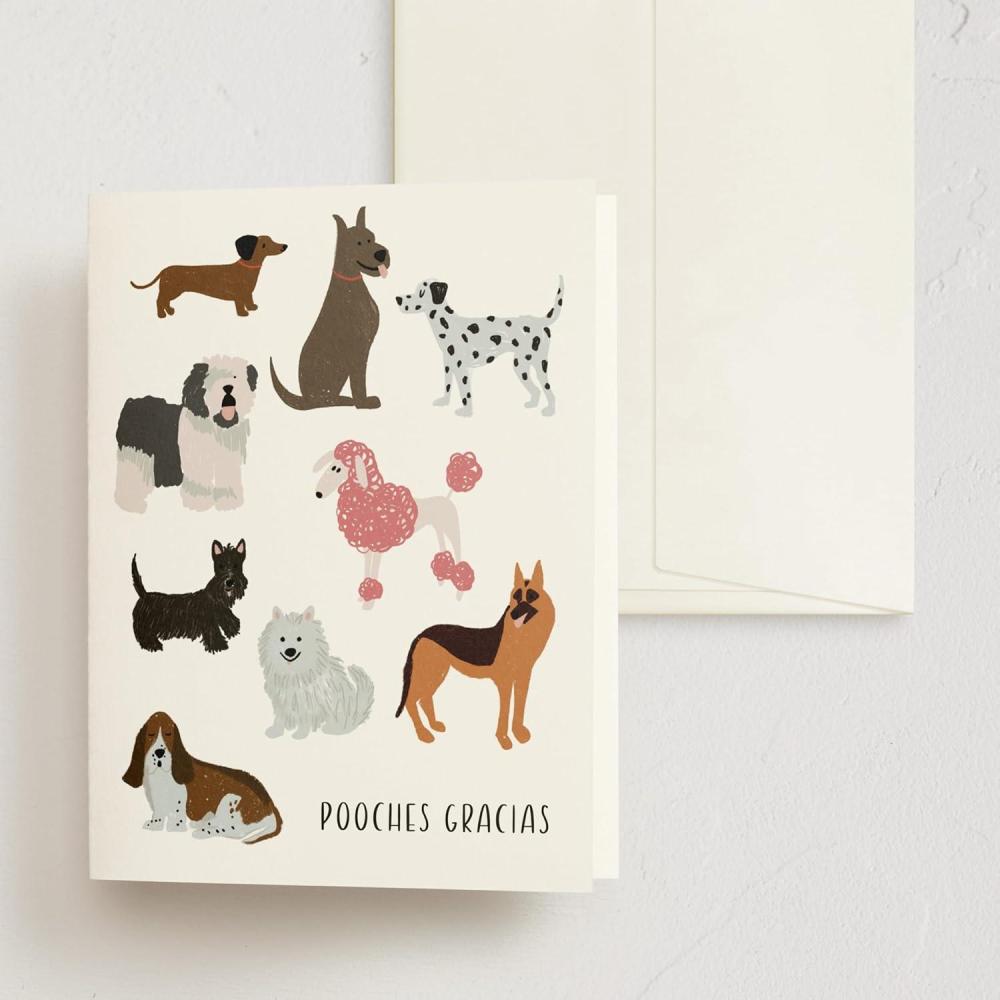 imageMinted Thank You Cards 10 Pack Pooches Gracias Design Folded 425 x 55 Inch Blank Greeting Cards with Envelopes for Pet Lovers Wedding Graduation Baby Shower Appreciation NotesPooches Gracias