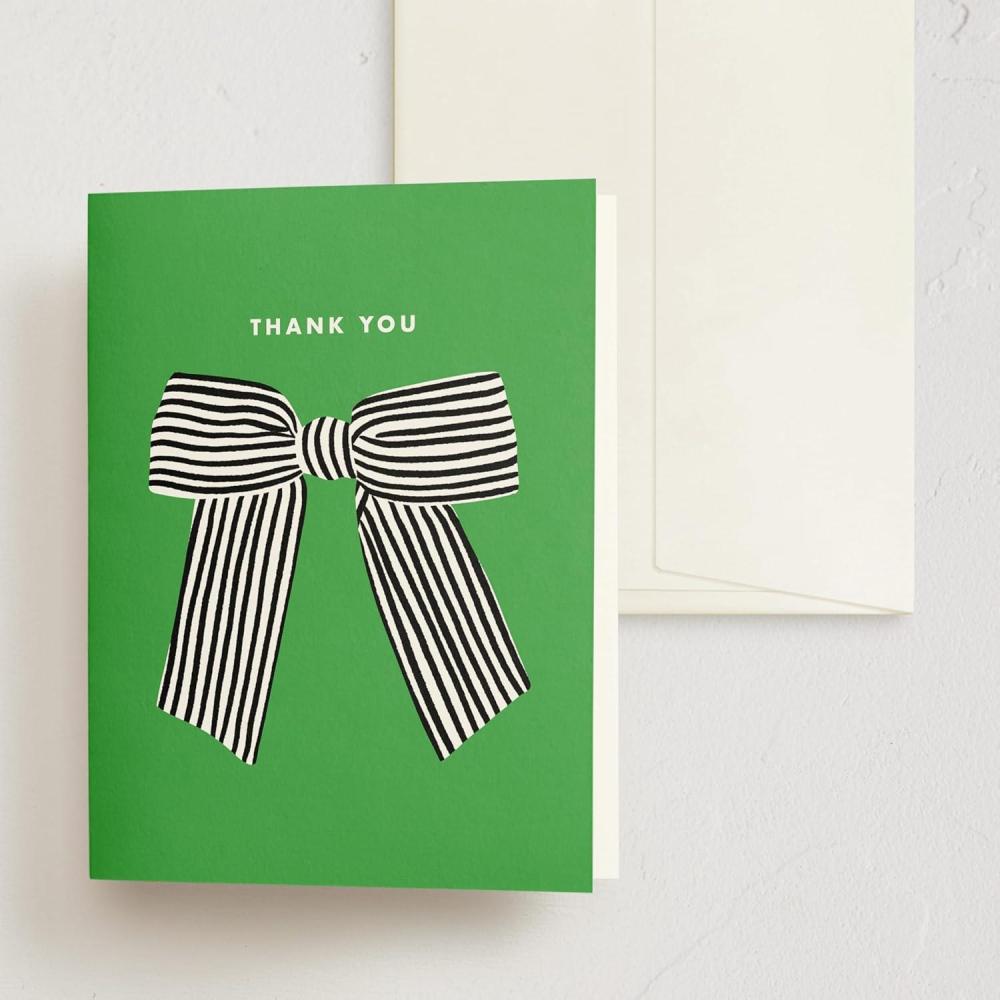 imageMinted Thank You Cards 10 Pack Sparkling Champagne Tower Design Folded 425 x 55 Inch Blank Greeting Cards with Envelopes for Wedding Celebration Party Appreciation NotesStriped Bow