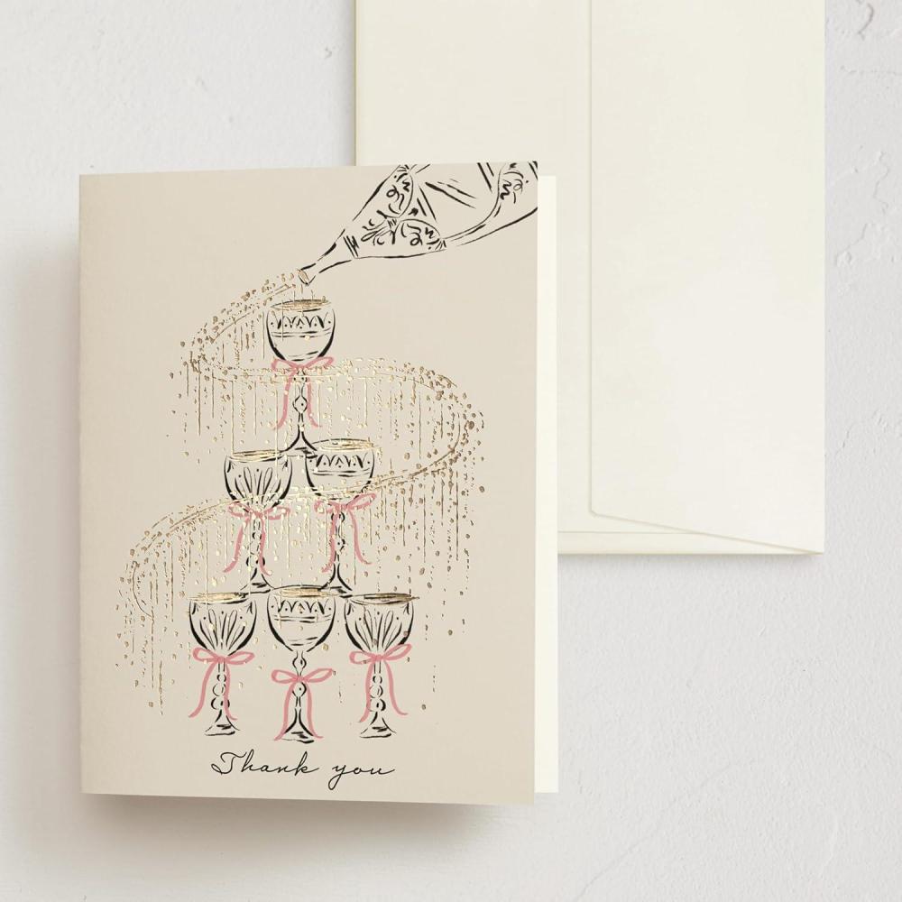 imageMinted Thank You Cards 10 Pack Sparkling Champagne Tower Design Folded 425 x 55 Inch Blank Greeting Cards with Envelopes for Wedding Celebration Party Appreciation NotesSparkling Champagne Tower