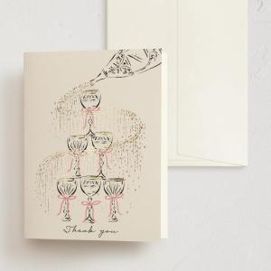 Minted Thank You Cards 10 Pack Sparkling Champagne Tower Design Folded 4.25 x 5.5 Inch Blank Greeting Cards with Envelopes for Wedding Celebration Party Appreciation Notes(Sparkling Champagne Tower)