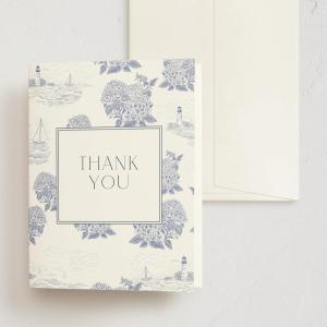 Minted Thank You Cards 10 Pack Sparkling Champagne Tower Design Folded 4.25 x 5.5 Inch Blank Greeting Cards with Envelopes for Wedding Celebration Party Appreciation Notes(Coastal Toile)