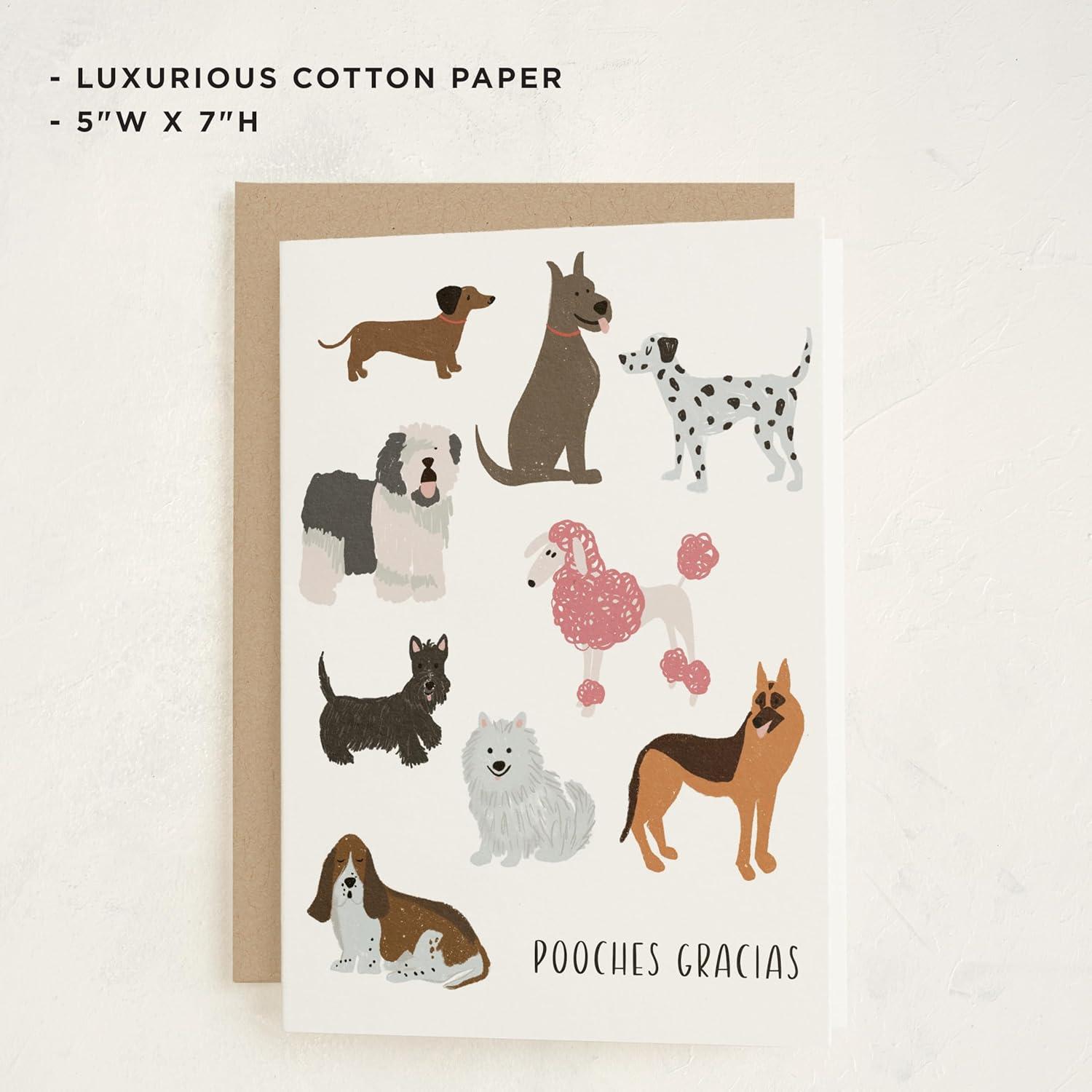 imageMINTED Frenchie Flowers Blank Card for Any Occasion Cute Dog Illustration Note Card Premium 5x7 Blank Greeting with Envelope French Bulldog with Bouquet Design for Thank You Thinking of You MessagePooches Gracias