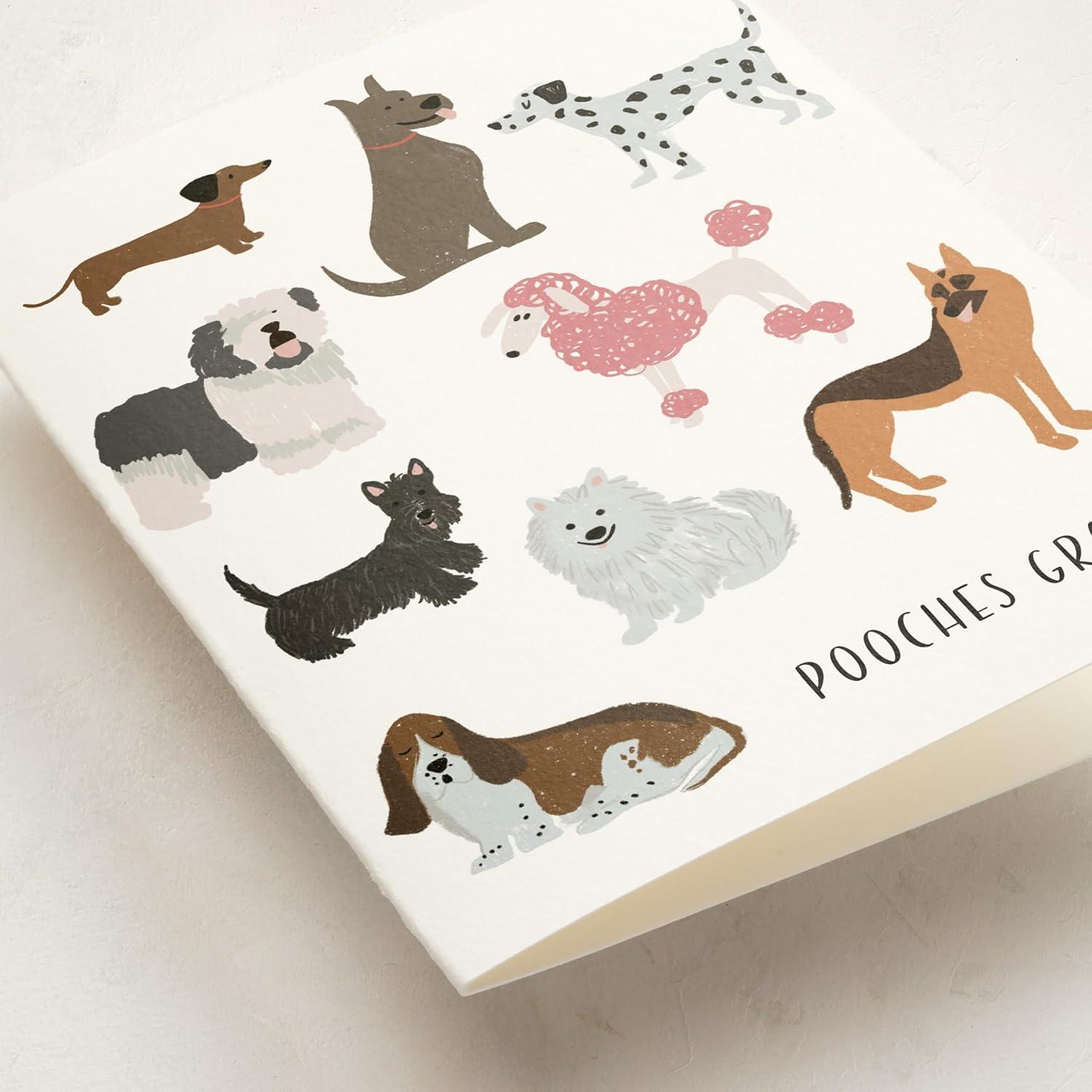 imageMINTED Frenchie Flowers Blank Card for Any Occasion Cute Dog Illustration Note Card Premium 5x7 Blank Greeting with Envelope French Bulldog with Bouquet Design for Thank You Thinking of You MessagePooches Gracias