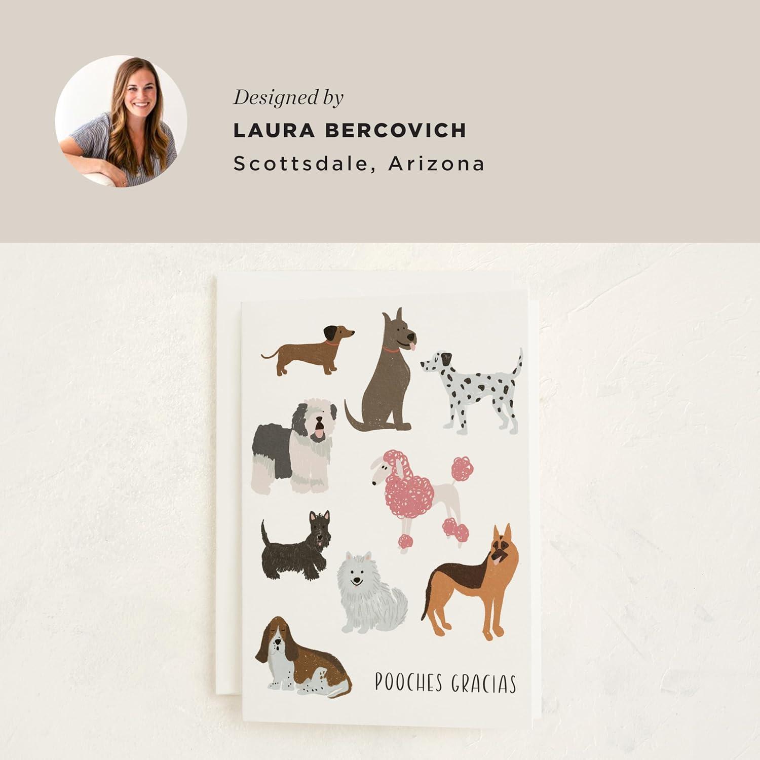 imageMINTED Frenchie Flowers Blank Card for Any Occasion Cute Dog Illustration Note Card Premium 5x7 Blank Greeting with Envelope French Bulldog with Bouquet Design for Thank You Thinking of You MessagePooches Gracias