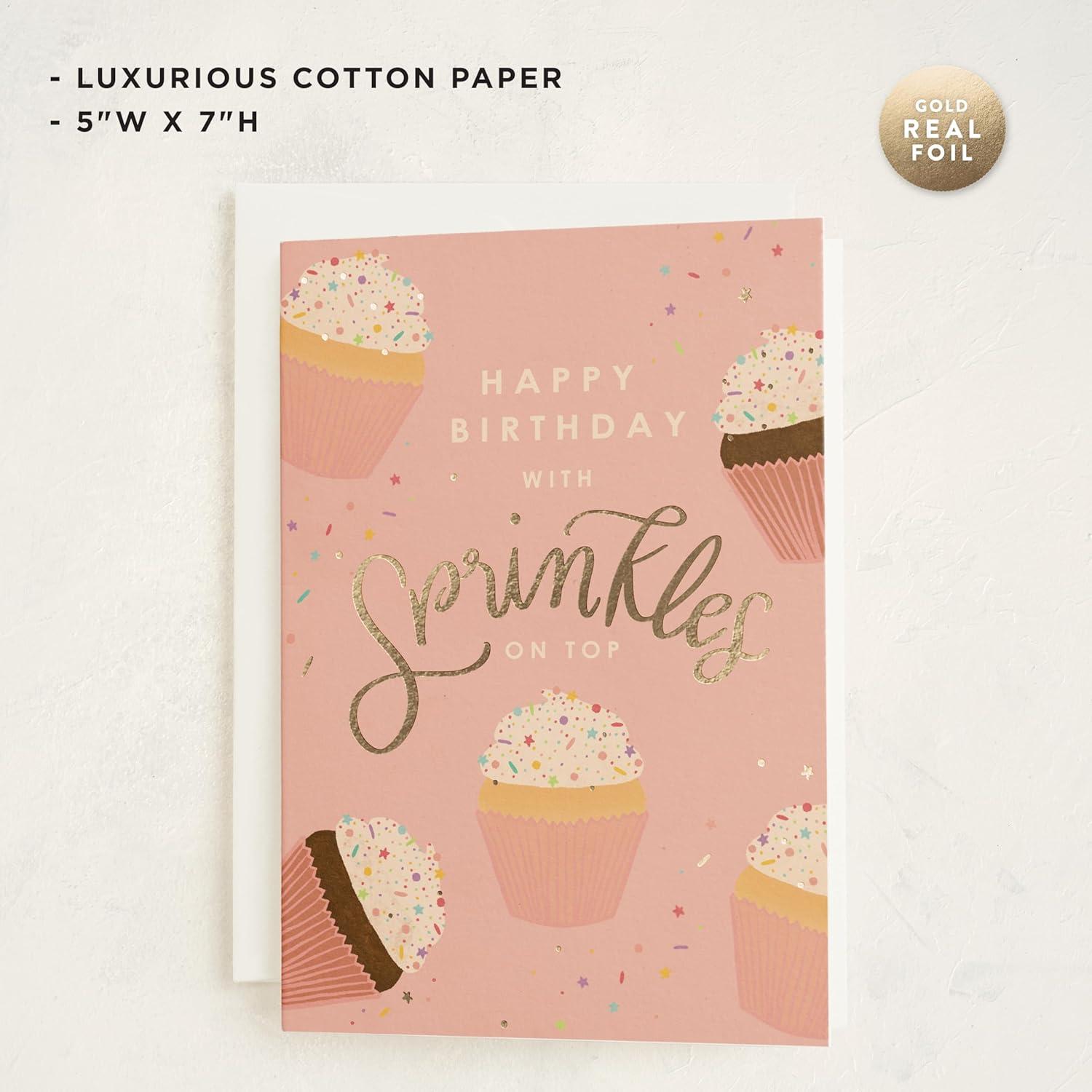 imageMinted Golden Heart Birthday Card with Gold Foil for Wife Husband Partner or Loved One Elegant 5x7 Greeting with Envelope Grey Modern Anniversary Style Love Birthday Card with Romantic MessageSprinkles