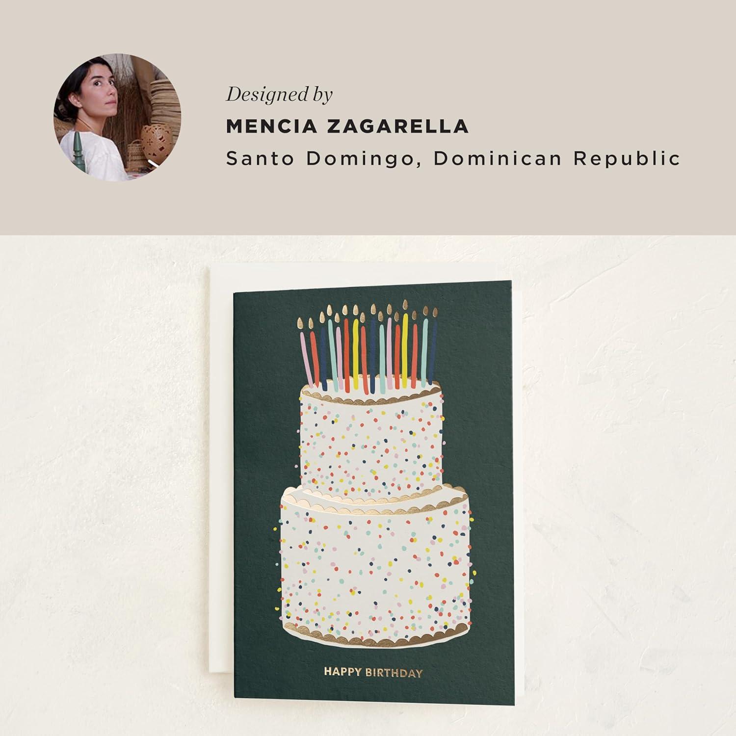 imageMinted Golden Heart Birthday Card with Gold Foil for Wife Husband Partner or Loved One Elegant 5x7 Greeting with Envelope Grey Modern Anniversary Style Love Birthday Card with Romantic MessageHappy Birthday Cake