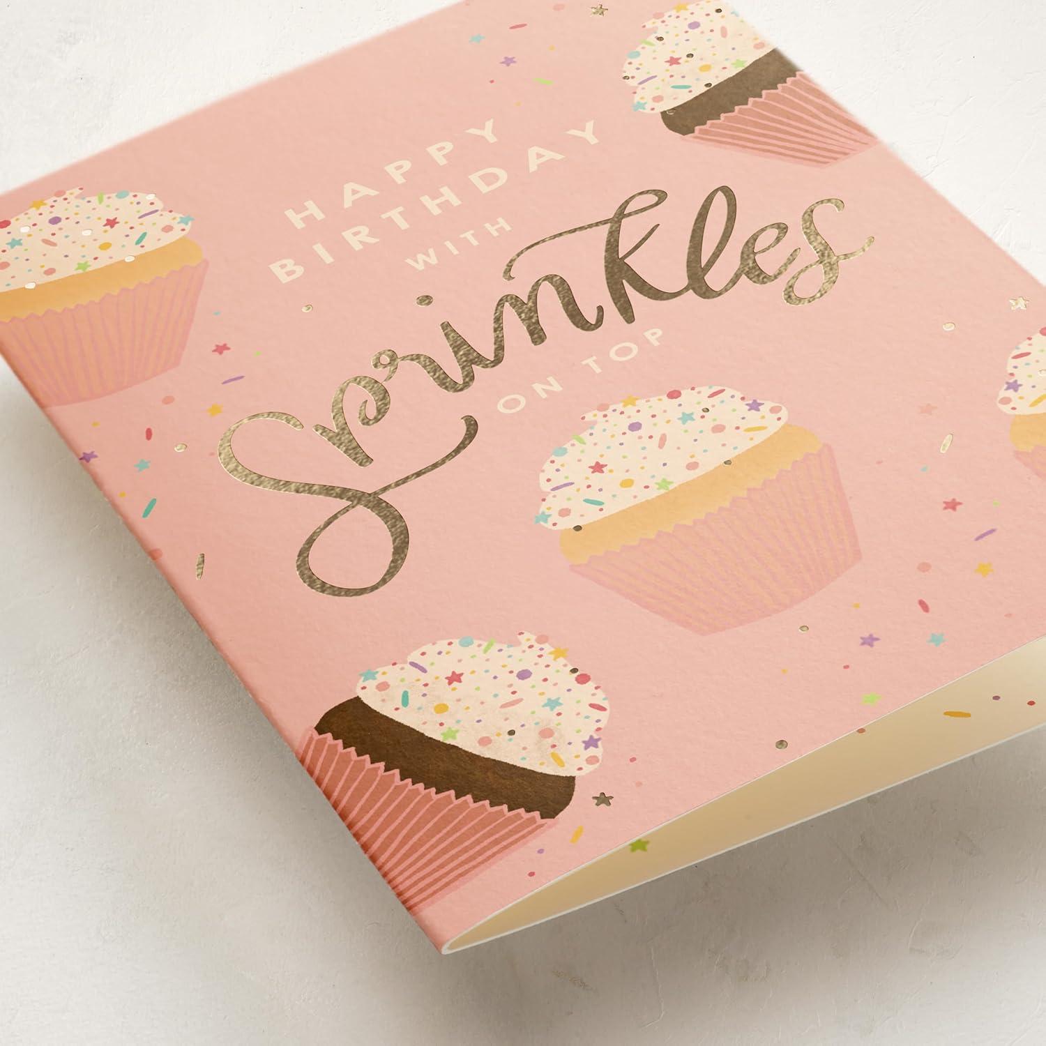 imageMinted Golden Heart Birthday Card with Gold Foil for Wife Husband Partner or Loved One Elegant 5x7 Greeting with Envelope Grey Modern Anniversary Style Love Birthday Card with Romantic MessageSprinkles