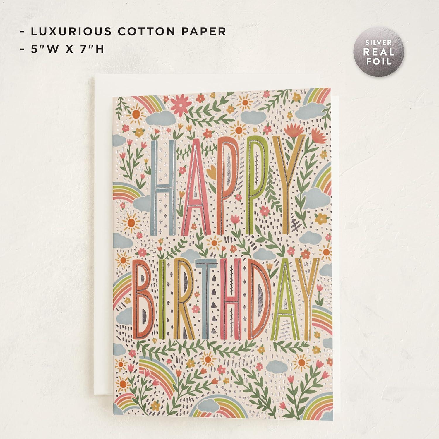 imageMinted Golden Heart Birthday Card with Gold Foil for Wife Husband Partner or Loved One Elegant 5x7 Greeting with Envelope Grey Modern Anniversary Style Love Birthday Card with Romantic MessageRainbows Sunshine