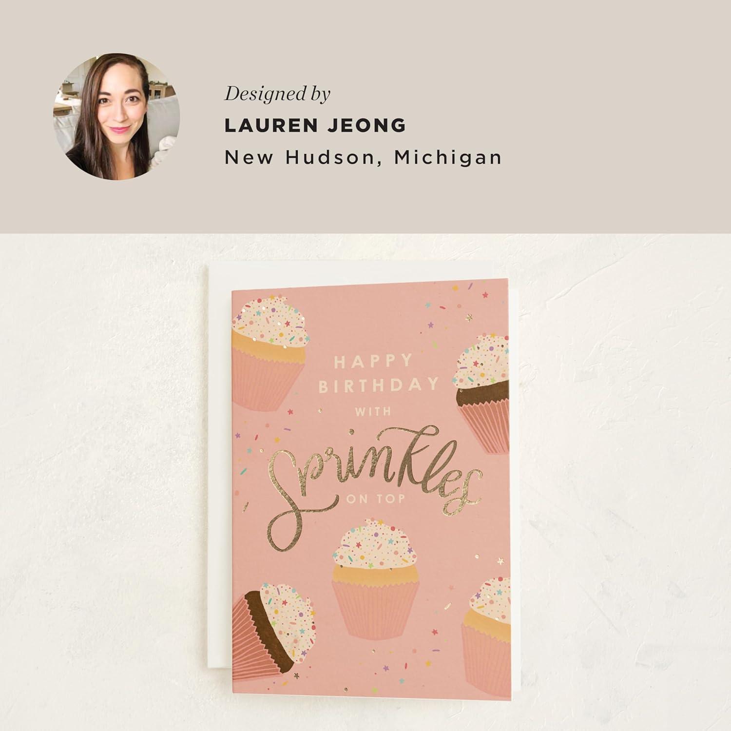 imageMinted Golden Heart Birthday Card with Gold Foil for Wife Husband Partner or Loved One Elegant 5x7 Greeting with Envelope Grey Modern Anniversary Style Love Birthday Card with Romantic MessageSprinkles