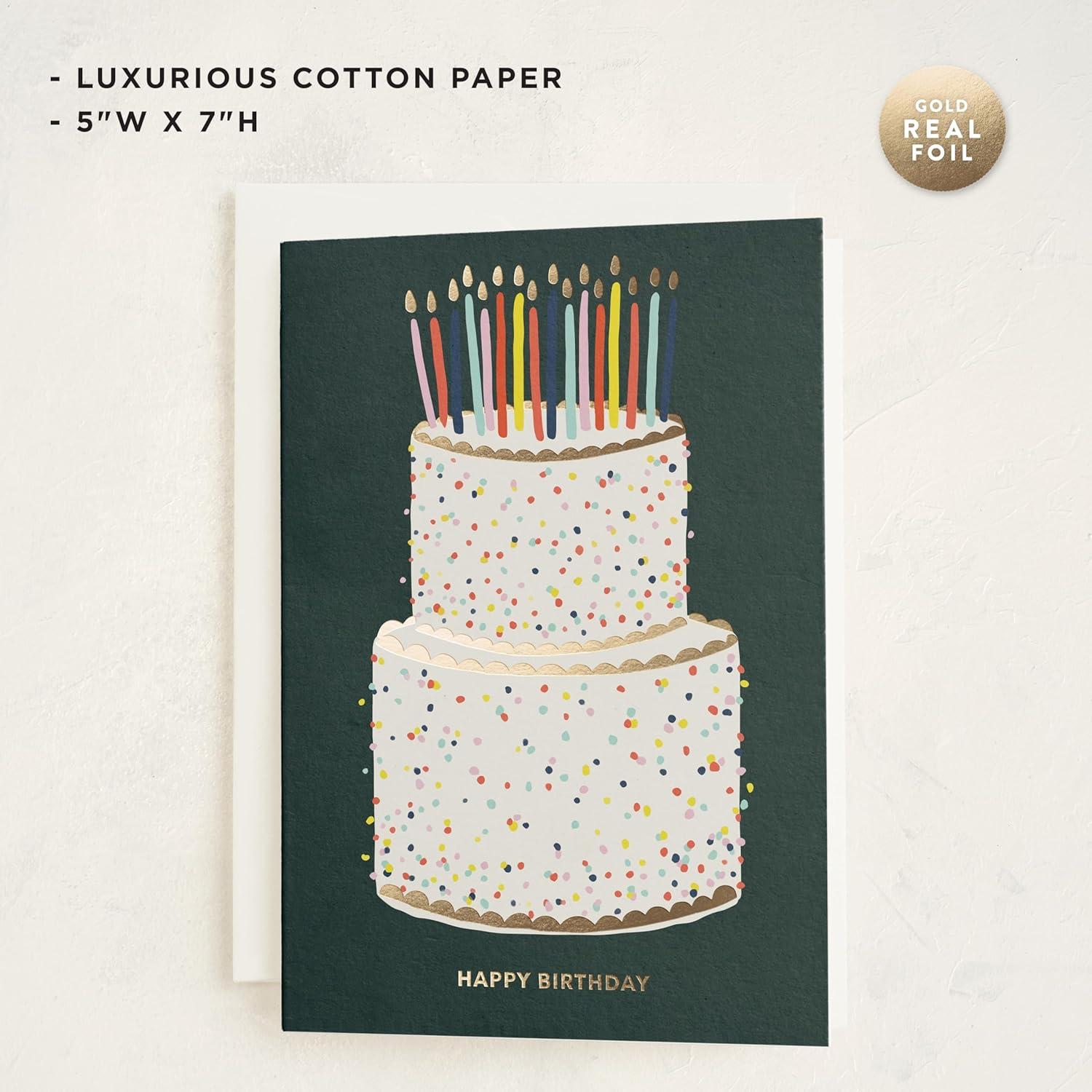 imageMinted Golden Heart Birthday Card with Gold Foil for Wife Husband Partner or Loved One Elegant 5x7 Greeting with Envelope Grey Modern Anniversary Style Love Birthday Card with Romantic MessageHappy Birthday Cake
