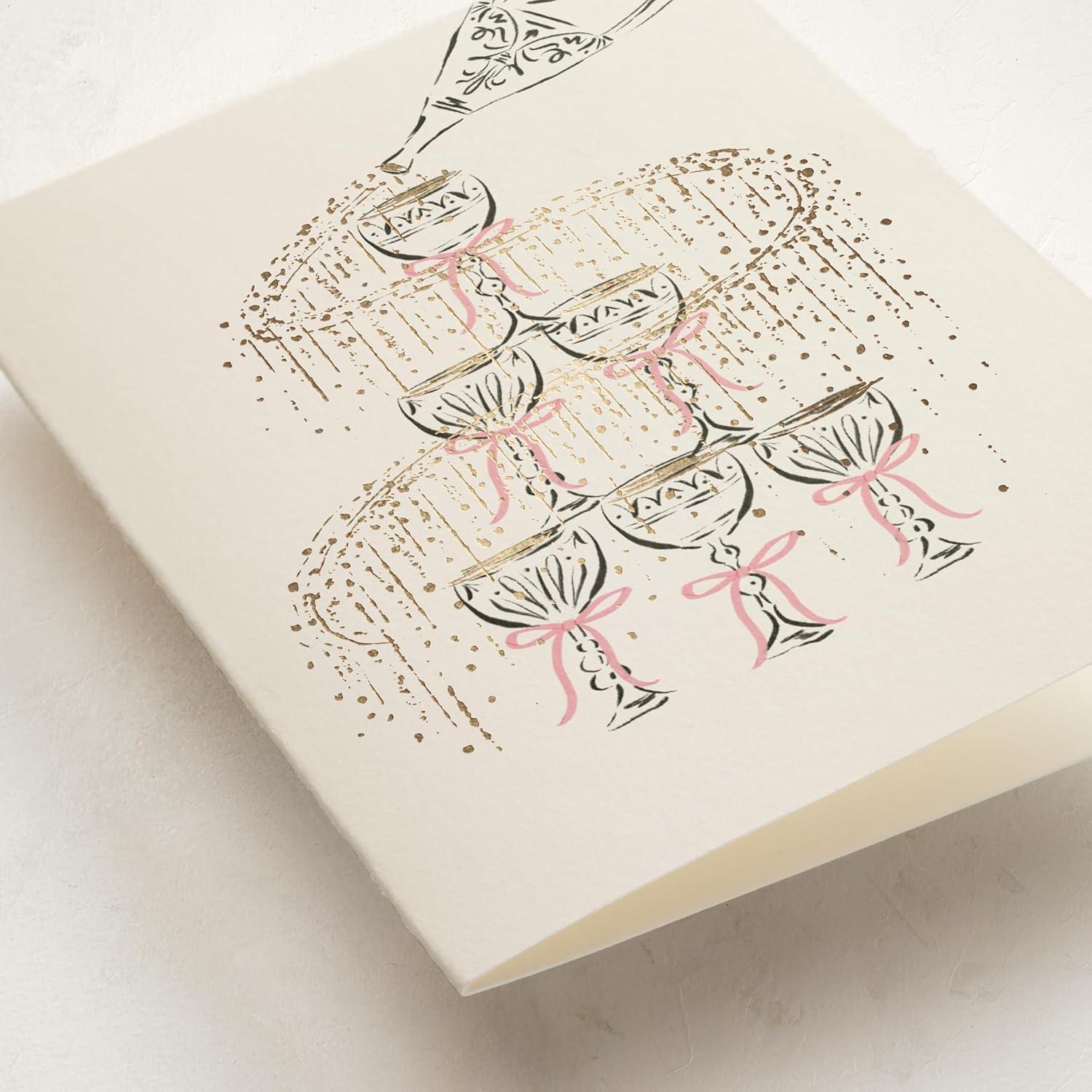 imageMinted Sun Face Blank Card for Any Occasion Watercolor Sun Illustration Note Card Premium 5x7 Blank Greeting with Envelope Warm Radiant Design for Thank You Thinking of You Encouraging MessagesSparkling Champagne Tower