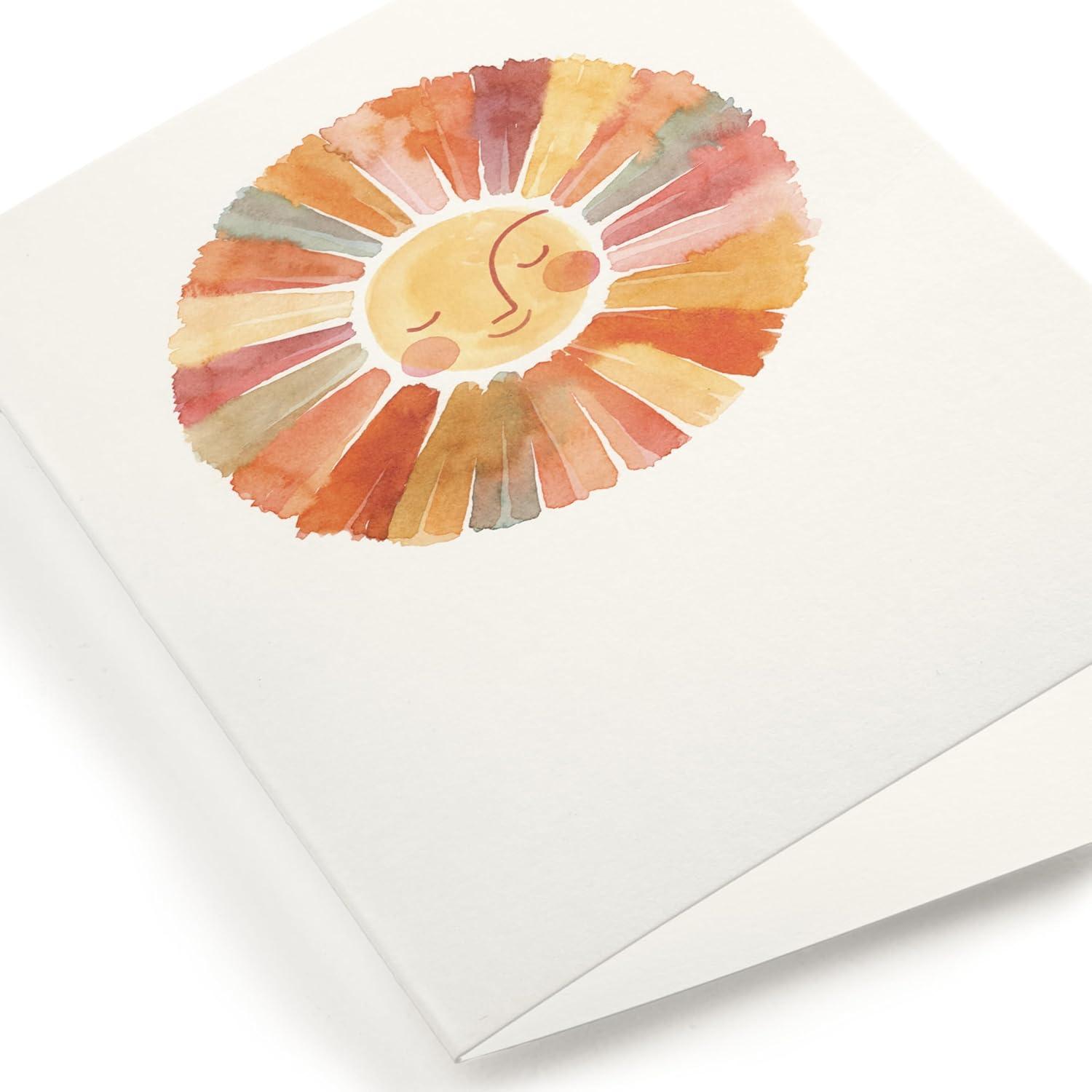 imageMinted Sun Face Blank Card for Any Occasion Watercolor Sun Illustration Note Card Premium 5x7 Blank Greeting with Envelope Warm Radiant Design for Thank You Thinking of You Encouraging MessagesSun Face