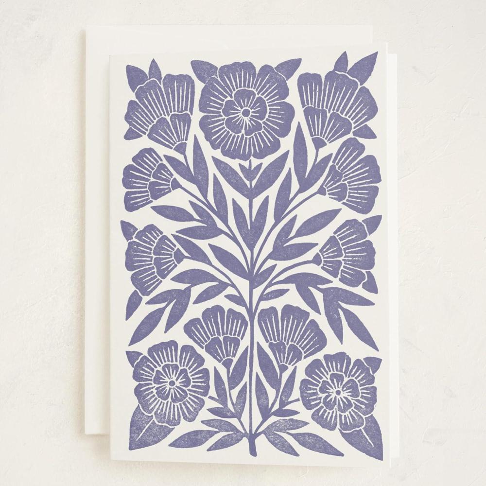 imageMINTED Frenchie Flowers Blank Card for Any Occasion Cute Dog Illustration Note Card Premium 5x7 Blank Greeting with Envelope French Bulldog with Bouquet Design for Thank You Thinking of You MessageBlock Print Floral