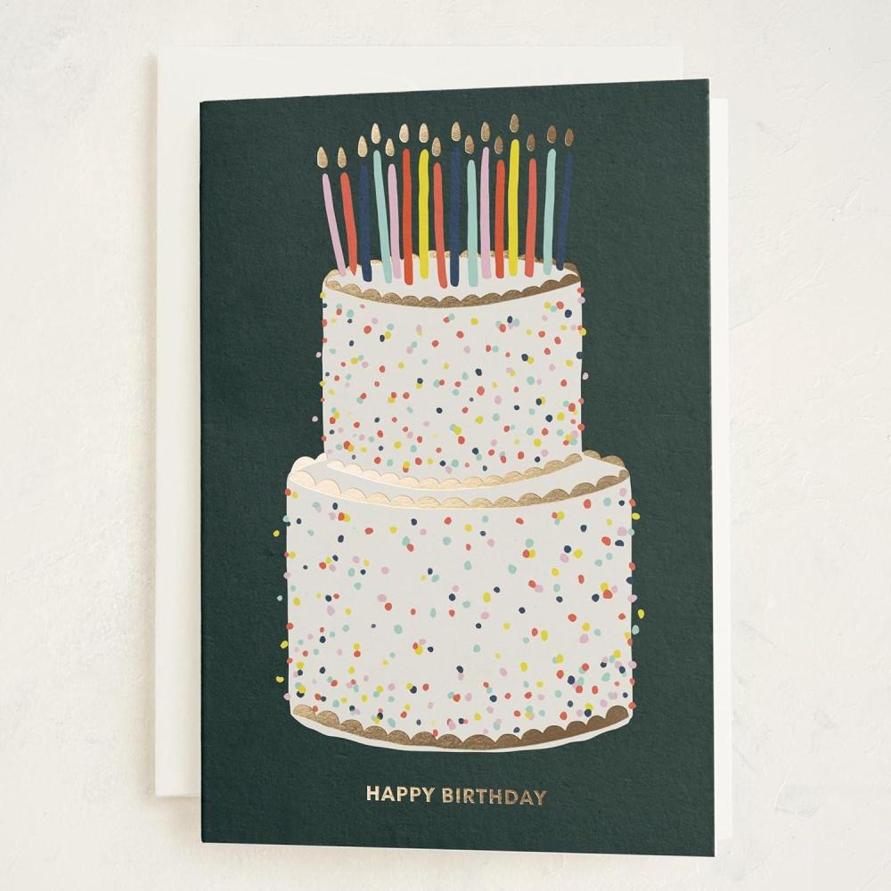 imageMinted Golden Heart Birthday Card with Gold Foil for Wife Husband Partner or Loved One Elegant 5x7 Greeting with Envelope Grey Modern Anniversary Style Love Birthday Card with Romantic MessageHappy Birthday Cake