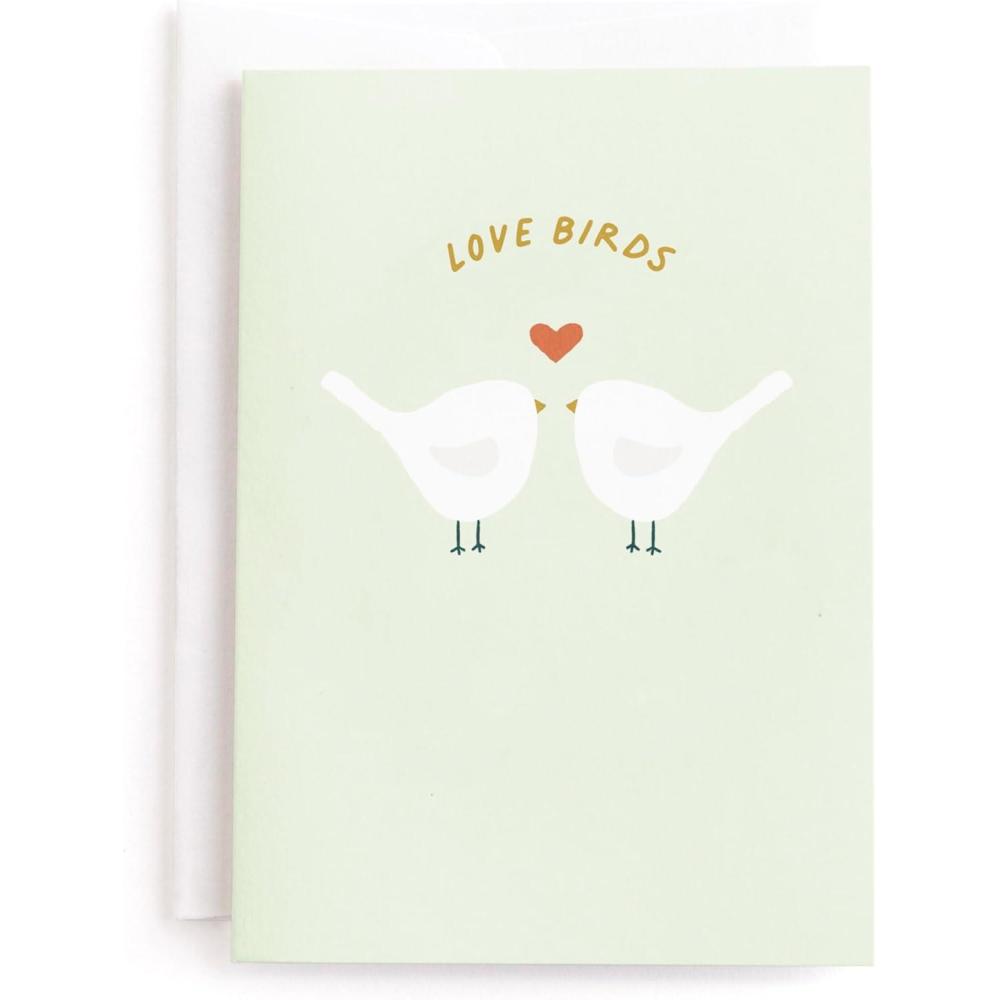imageMinted Sun Face Blank Card for Any Occasion Watercolor Sun Illustration Note Card Premium 5x7 Blank Greeting with Envelope Warm Radiant Design for Thank You Thinking of You Encouraging MessagesLove Birds