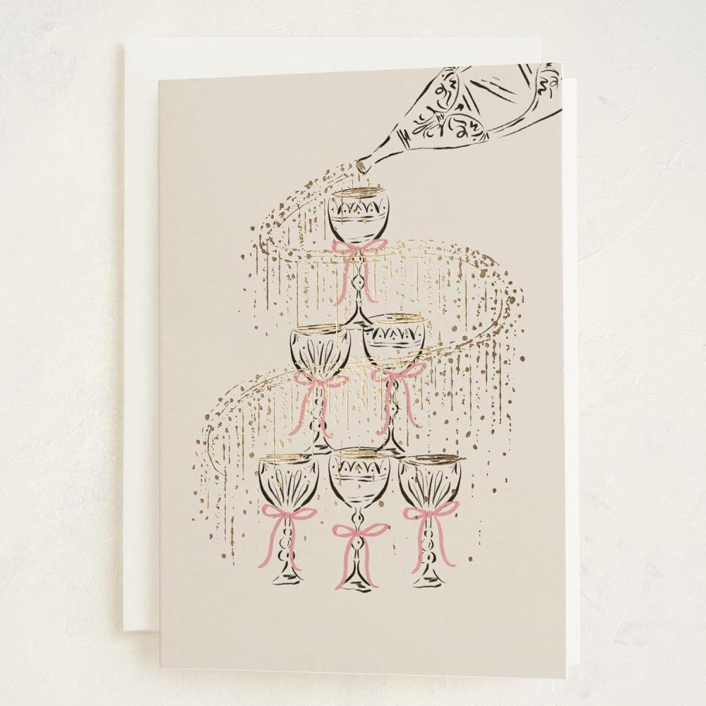 imageMinted Sun Face Blank Card for Any Occasion Watercolor Sun Illustration Note Card Premium 5x7 Blank Greeting with Envelope Warm Radiant Design for Thank You Thinking of You Encouraging MessagesSparkling Champagne Tower